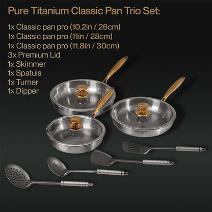 Pure Titanium Classic Pan Trio Set (10 Piece)